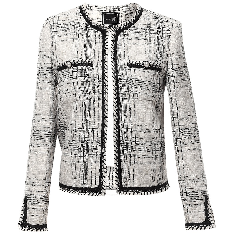 欧昵雪秋冬小香风圆领编织短款外套女名媛小个子显瘦上衣