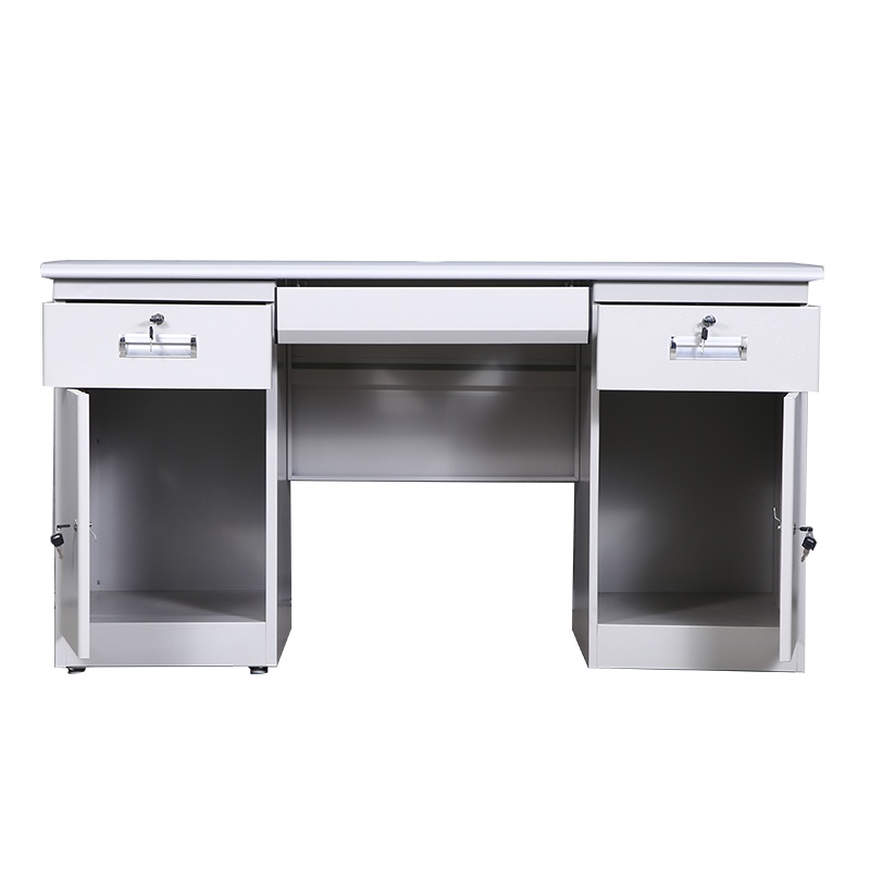 东港家具 钢制双门双抽电脑桌 钢制办公桌 铁皮电脑桌 财务桌单人员工位写字台 书桌 带锁抽屉家用桌子 可定制