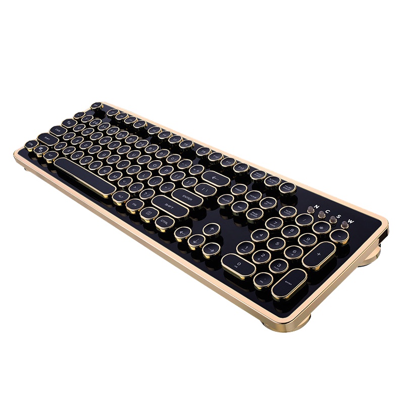 雷神K60C(ThundeRobot)蒸汽朋克金色 机械键盘 原厂Cherry青轴 复古打字机键帽104键 吃鸡有线键盘