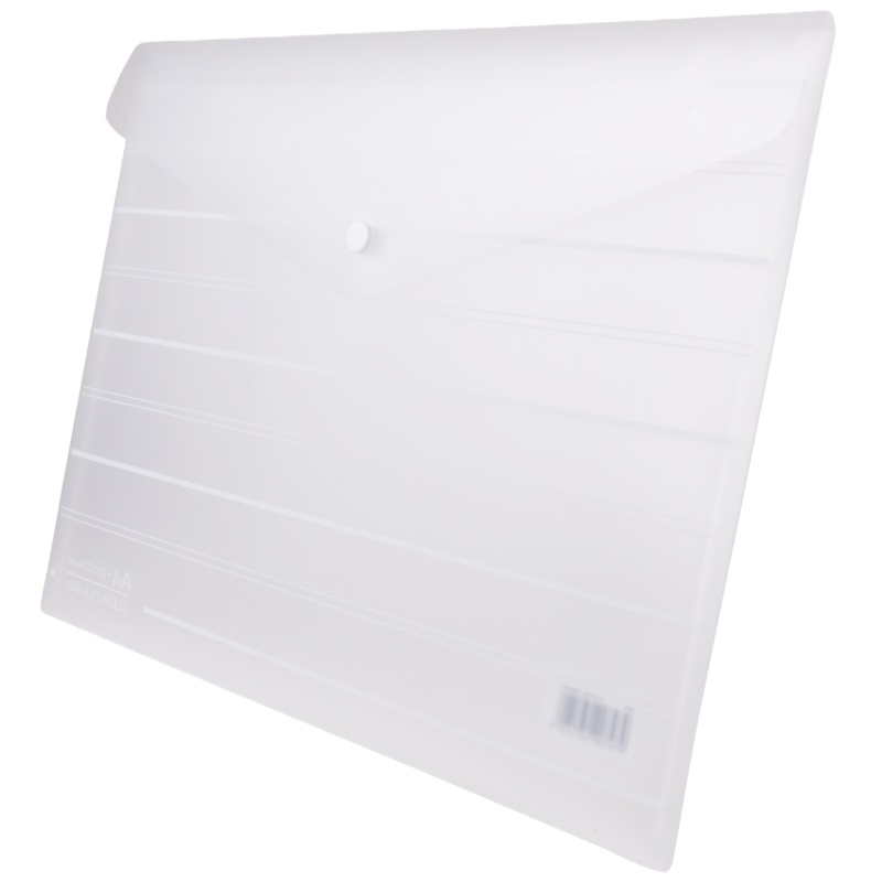 得力(deli)8302透明按扣文件袋A4加厚磨砂质感文件袋 条纹透明按扣资料袋 白色 10个装