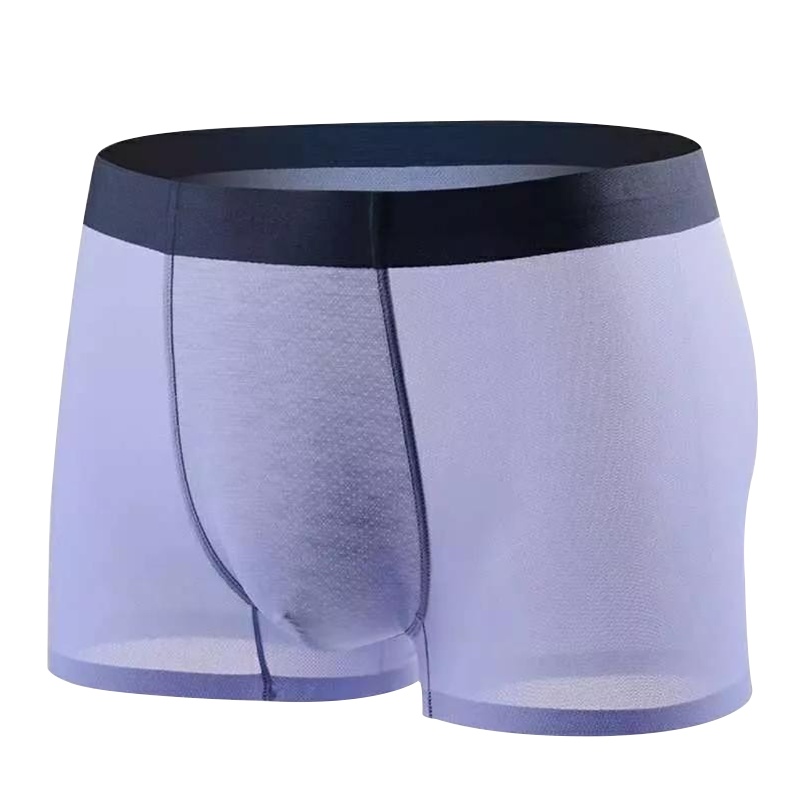 北极绒男士内裤男夏季冰丝薄款透气平角裤大码无痕棉档四角短裤头