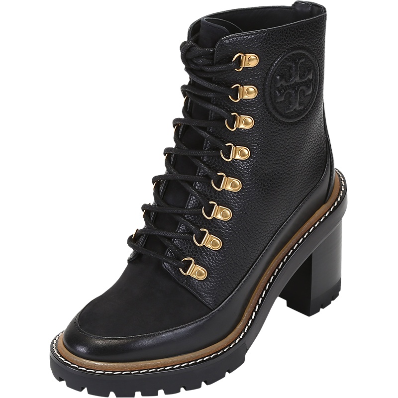 托里·伯奇 TORY BURCH TB女鞋 MILLER系列皮革双T LOGO高跟靴子马丁靴77289