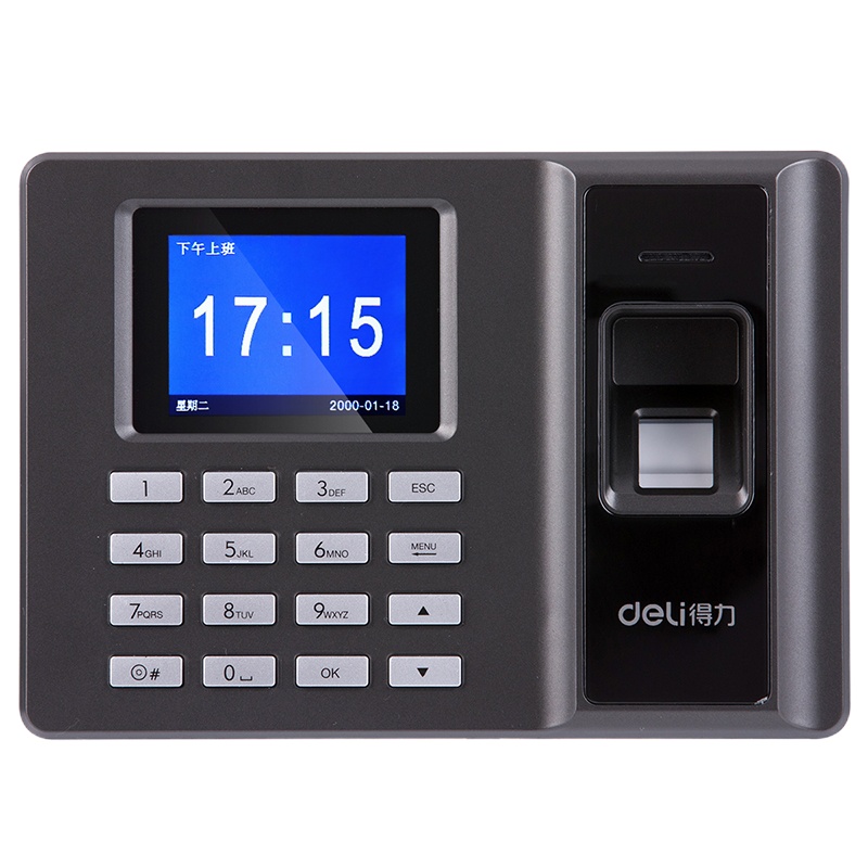 得力(deli)2250Z指纹考勤机(银黑) 员工签到一体机上下班手指打卡机 门禁管理指纹式 防代打卡高效考勤