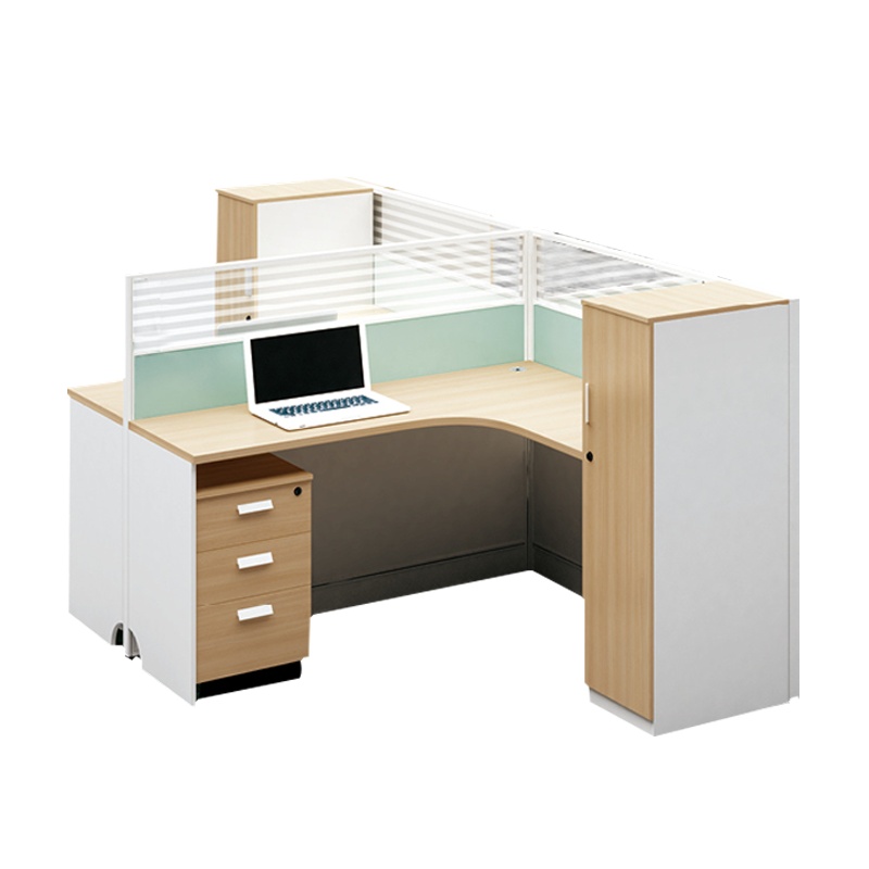 钜晟 办公桌3.0米双人位屏风职员桌带副柜JS-P1501T字