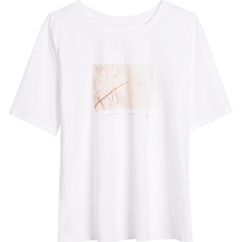 OSA欧莎白色短袖T恤女2019新款夏宽松印花上衣洋气情侣装ins超火