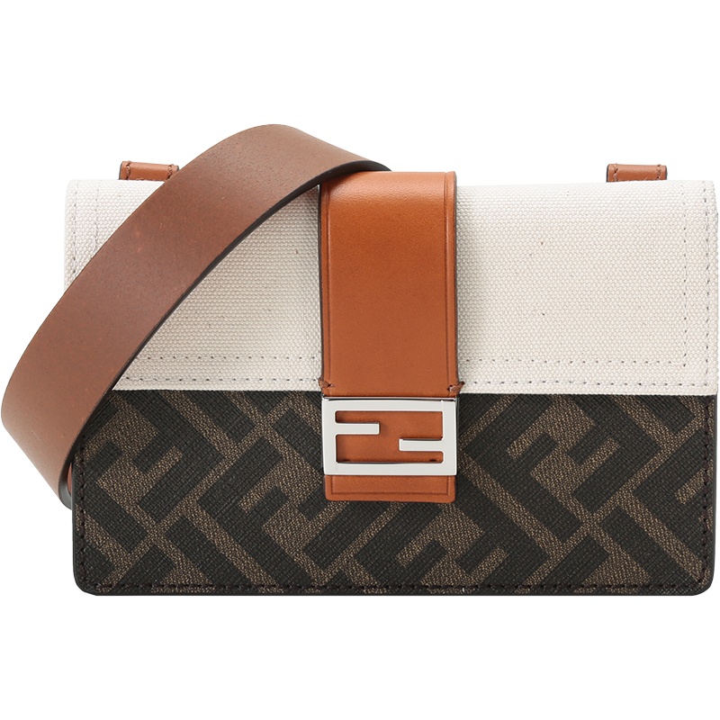 FENDI 男士 BAGUETTE系列涂层面料配皮/织物单肩斜挎包手拿包 7M0295 AFSC