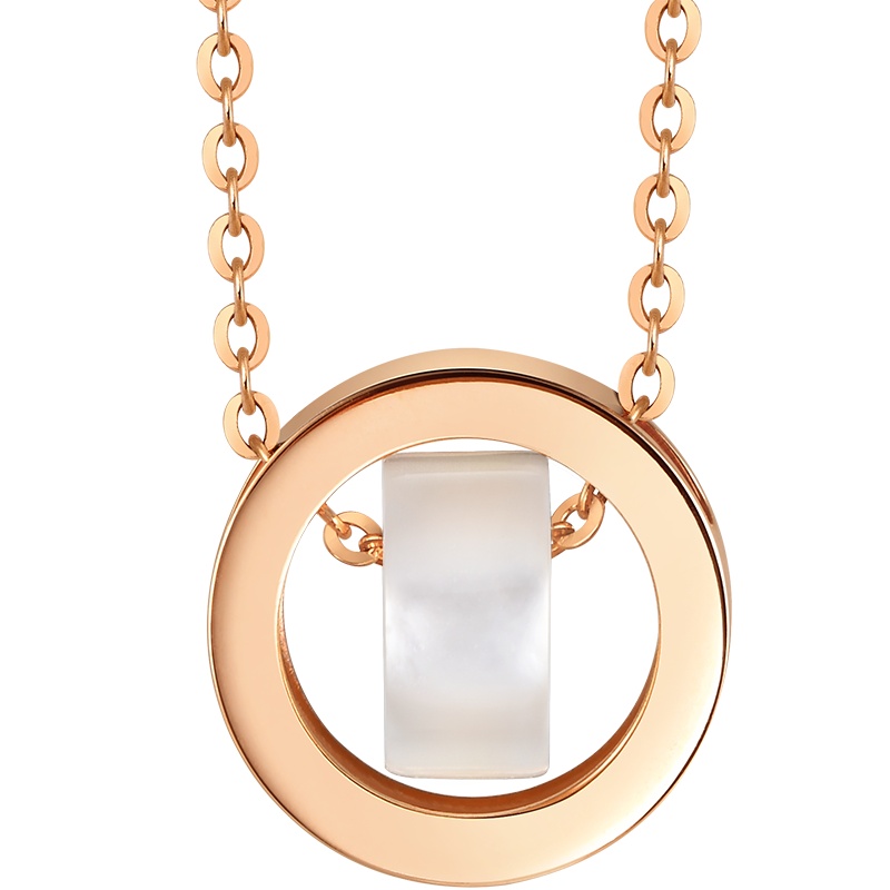 周生生(CHOW SANG SANG)18K红色黄金薄荷系列贝母(贝壳)项链91575N定价