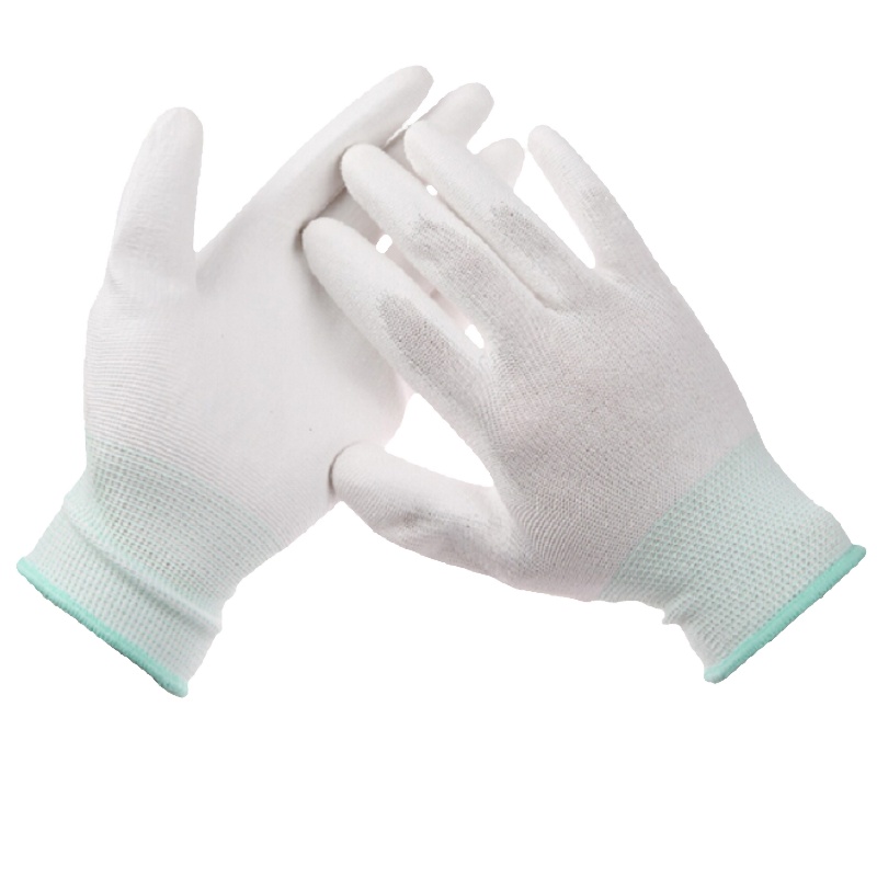 誉丰YL-5042掌浸PU涂层手套 绿边