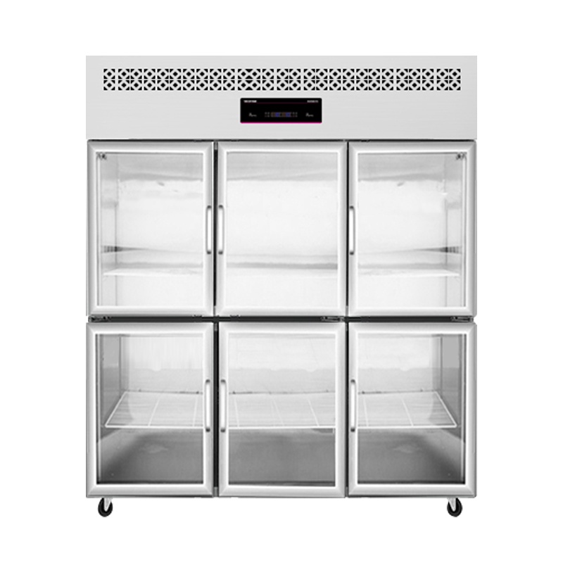 lecon乐创厨房冰箱 冷藏冷冻双温六门冰箱大容量冷柜饭店后厨冷藏冷冻展示柜食品储藏箱六小门玻璃款[全冷藏]
