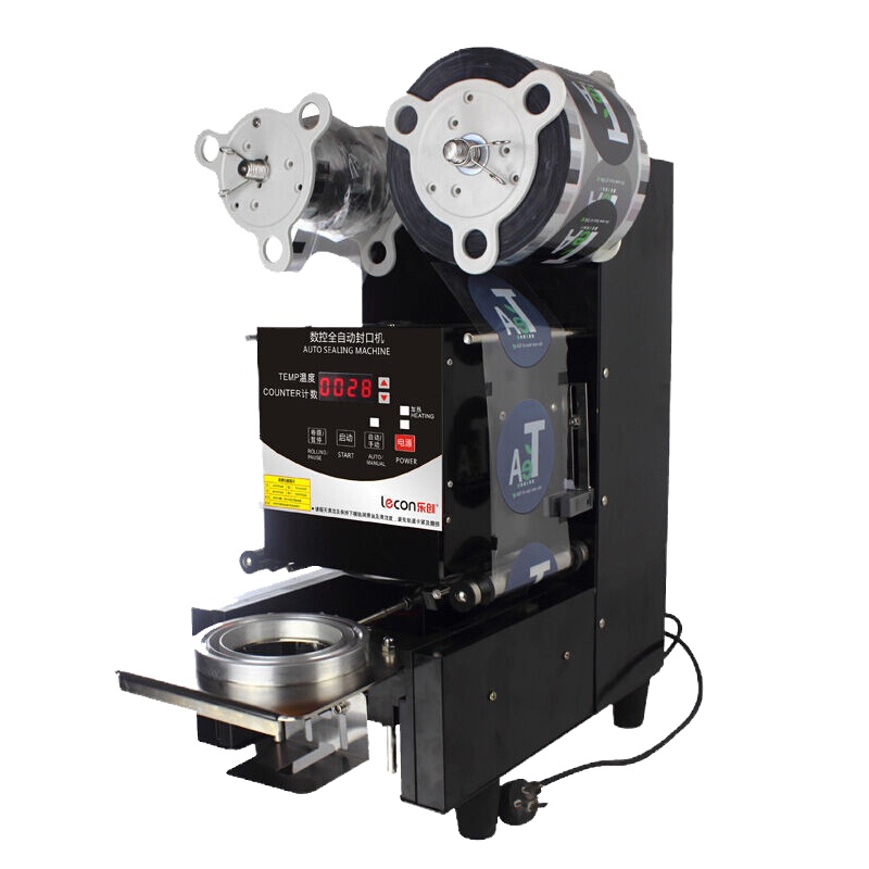 乐创( lecon)全自动奶茶商用封口机 饮料封口机纸杯封杯机豆浆 奶茶店设备 黑色款LC-FB95B