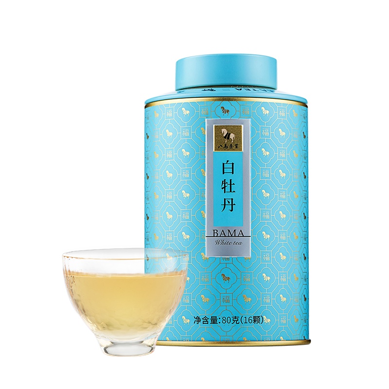 八马茶叶 百福系列 福鼎白茶白牡丹紧压白茶龙珠单颗装 罐装80g