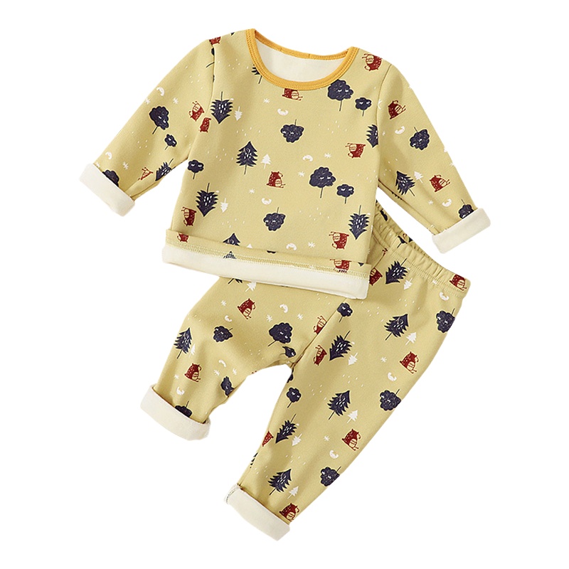 猫人秋季儿童睡衣男童保暖内衣儿童加绒加厚秋衣秋裤套装