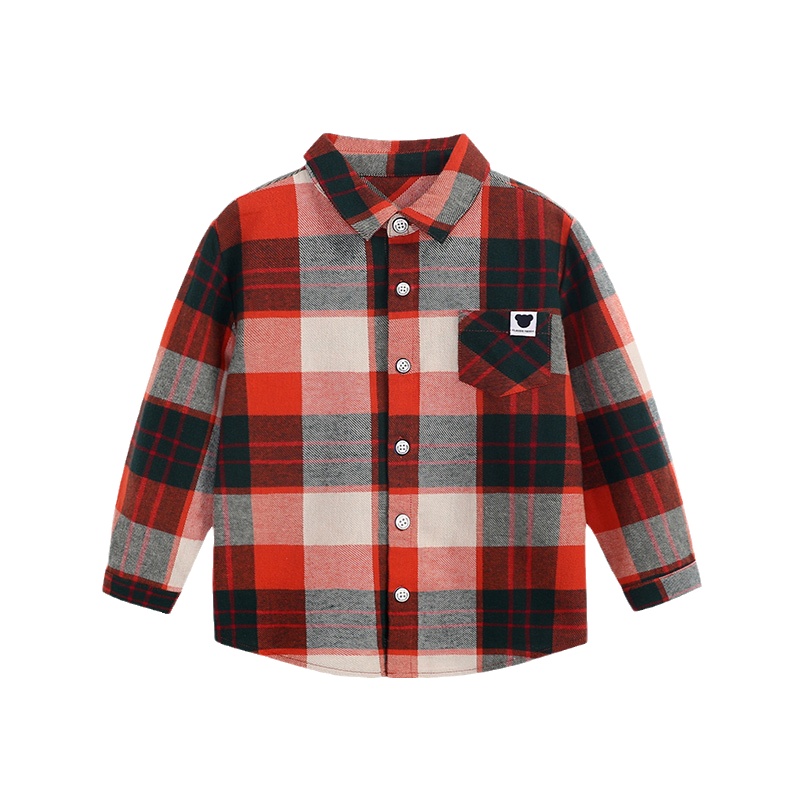 精典泰迪男童衬衫春秋儿童洋气格子衬衣宝宝新款秋装长袖上衣