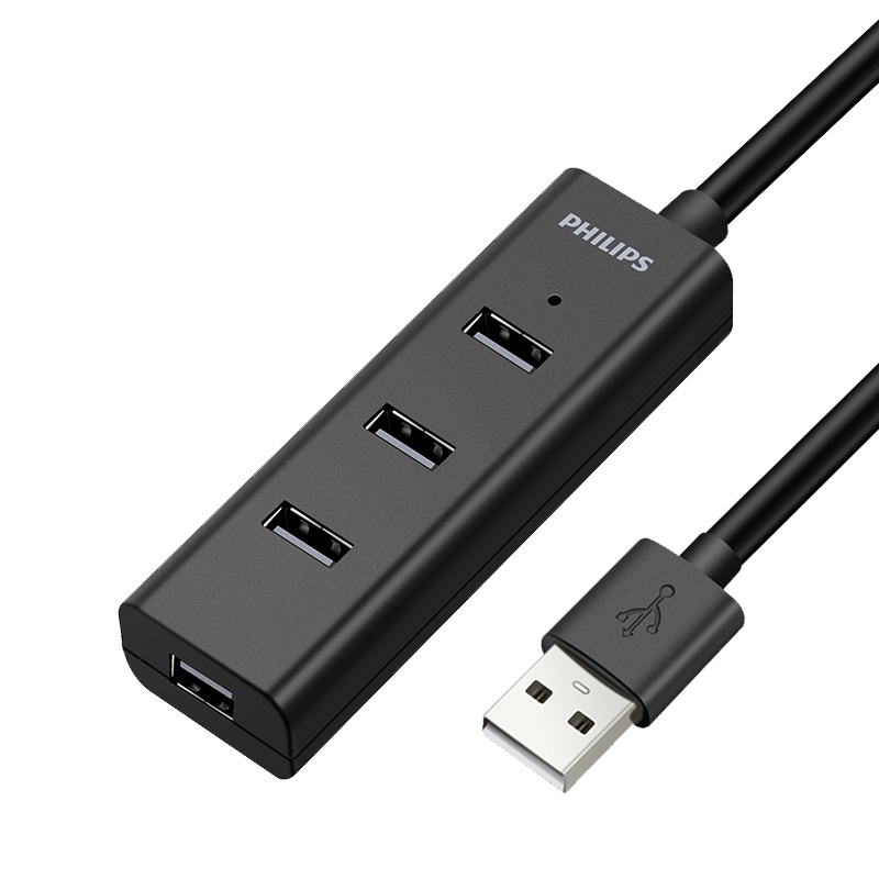 飞利浦usb扩展器转换接头多口typec笔记本电脑拓展坞多功能usd孔外接一拖四usp延长线 SWR1529I1-1米