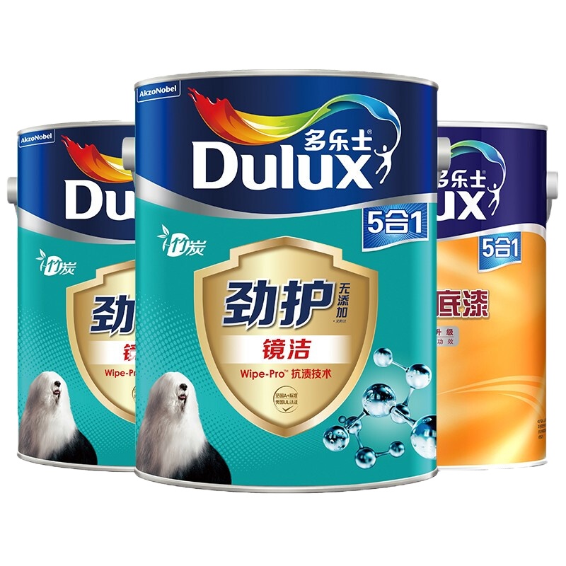 多乐士(Dulux)劲护无添加竹炭镜洁5合1内墙乳胶漆 墙面漆 油漆涂料 A8144+A931