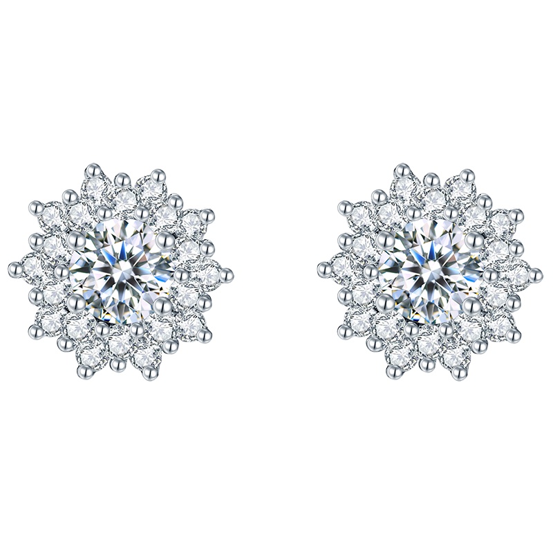 佐卡伊 星空华尔兹 白18K金钻石耳钉群镶钻石专柜同款钻石耳饰
