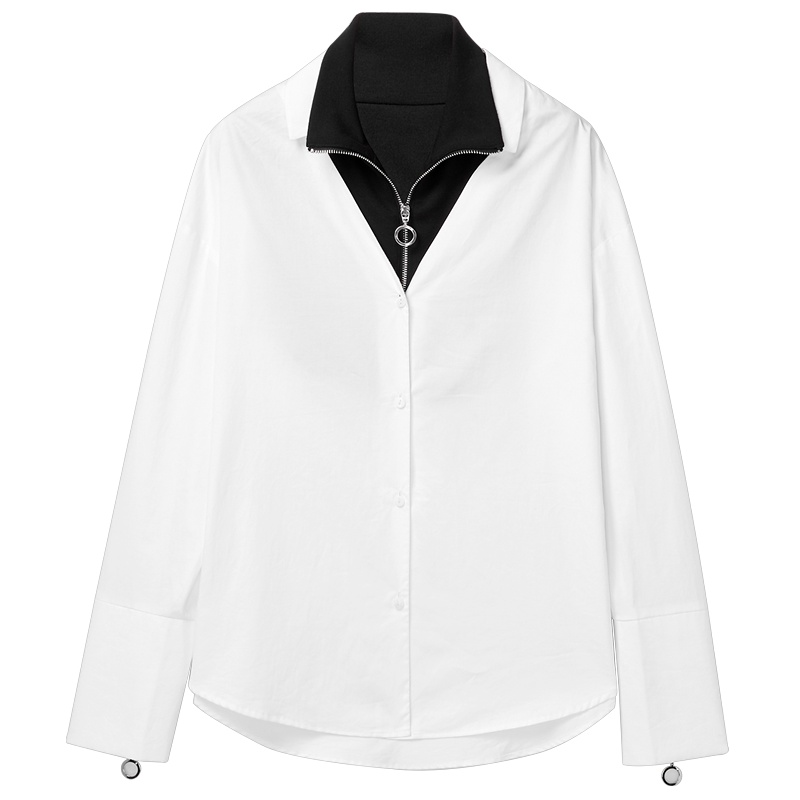 2019爱居兔秋季女装 可脱卸领部设计长袖梭织上衣