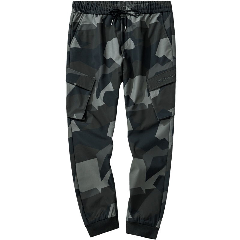 千纸鹤工装裤男2019秋季新款潮流帅气迷彩九分小脚休闲裤男90310