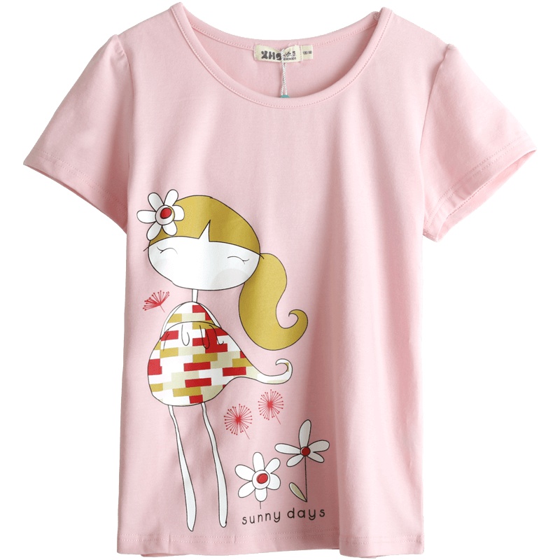 小红豆童装女童短袖T恤夏季新品儿童半袖打底衫中大童薄款上衣