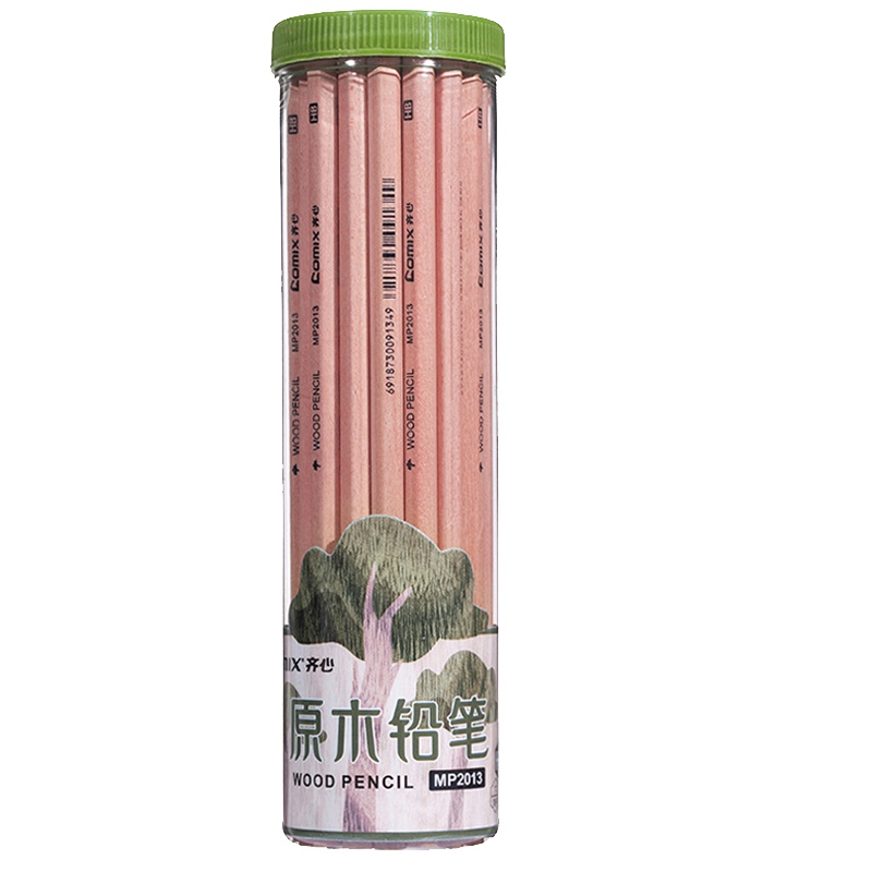 齐心(comix)MP2013 原木HB铅笔30支/桶 六角木杆木头铅笔 素描铅笔 绘图铅笔 画画铅笔 学生铅笔儿童铅笔