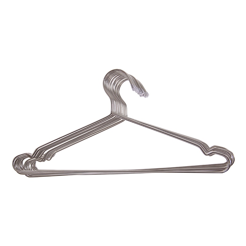 欧润哲 晾衣架 实心不锈钢衣架晾晒收纳晾衣裤架10只装