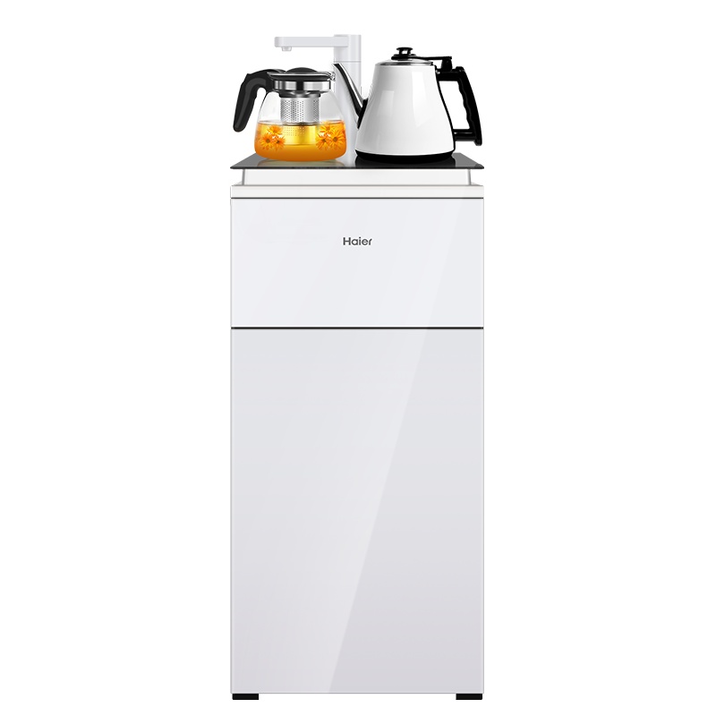 海尔Haier 柜式温热型饮水机全自动家用茶饮机 YR1682-CB(升级白)下置水桶自动上水智能触控水开即停恒温保温
