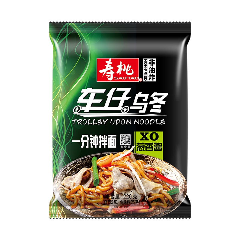 寿桃车仔乌冬面葱香酱 非油炸1分钟拌面 速食方便面捞面 220g/包