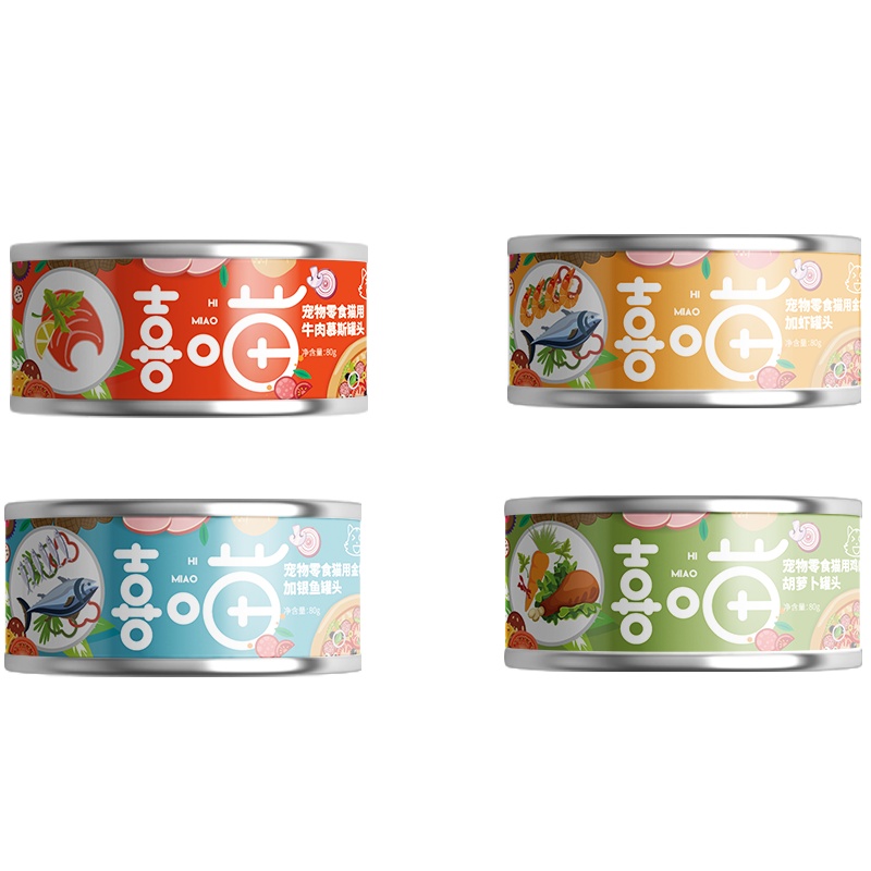 喜喵白汤猫罐头猫咪幼猫成猫增肥发腮营养零食1组80g*6罐猫罐主食
