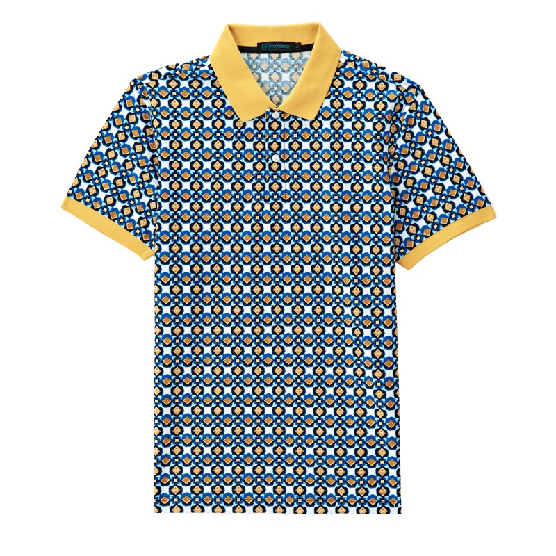 蒙蒂埃莫时尚全身彩色印花丝光棉男装短袖T恤