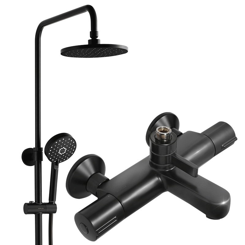 科勒(KOHLER)黑色花洒淋浴套装家用挂墙式全铜淋雨洗澡沐浴器K-28655T-9-2BL