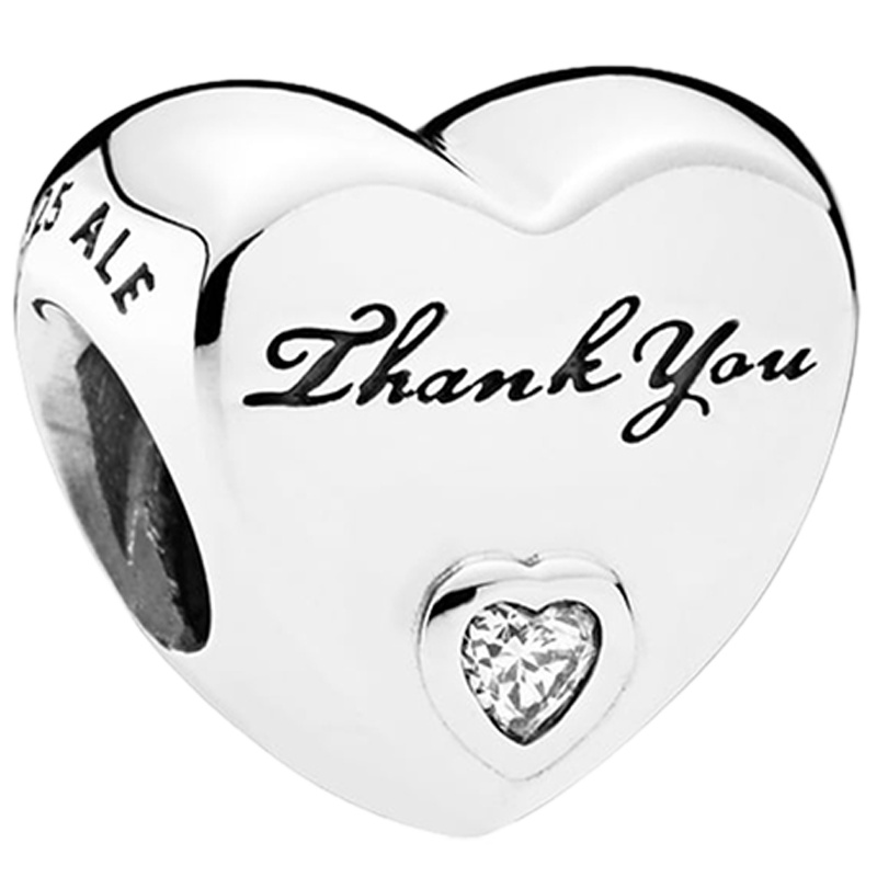 PANDORA 潘多拉 银饰挂件谢谢你爱心形串珠 792096CZ