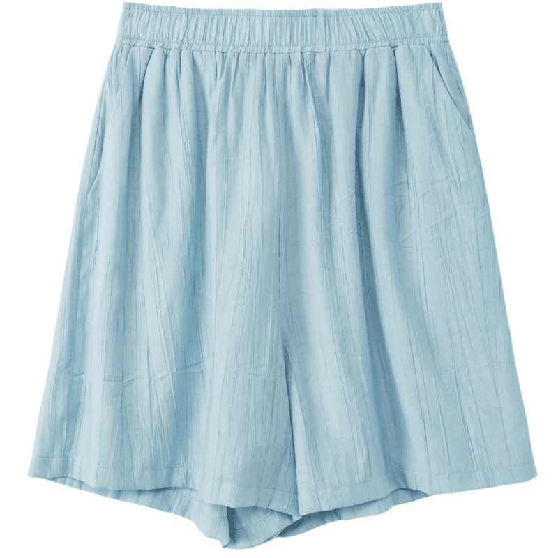 OtherMix纯色高腰褶皱休闲短裤女2021年早秋新款时尚薄款阔腿裤子