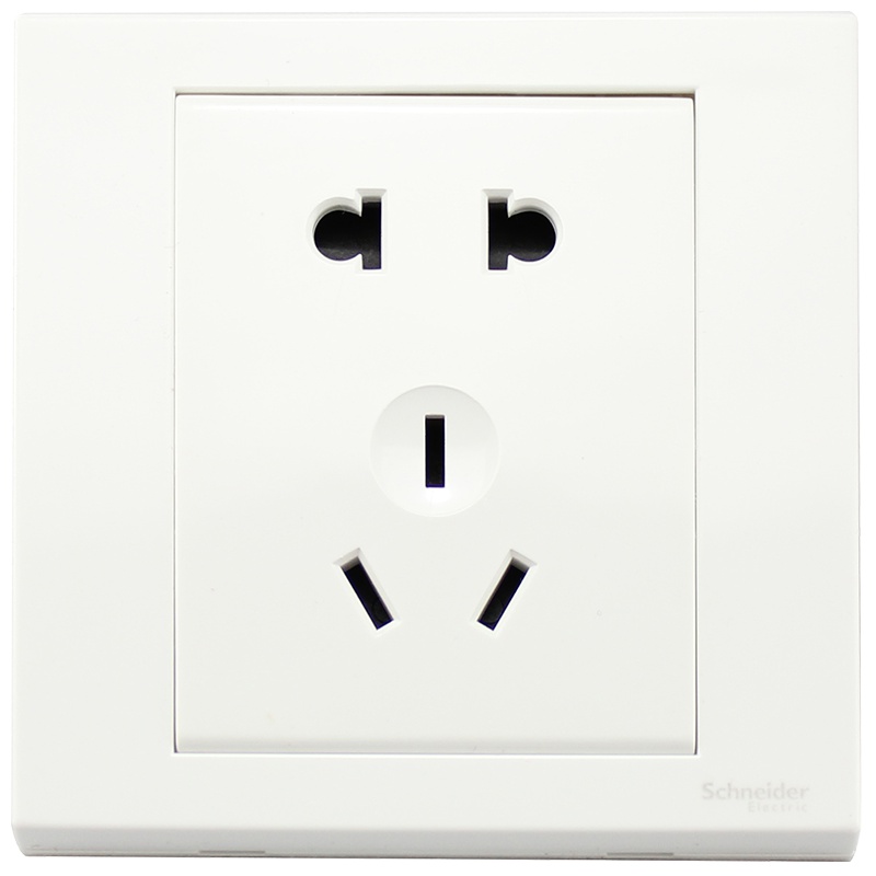 施耐德电气（Schneider Electric）电源插座 如意经典白 10A二三插五孔插座墙壁电源 开关面板插座