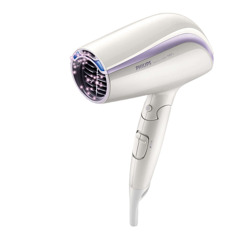 飞利浦(Philips)电吹风BHC203 智能养护温控双倍负离子护发1600W轻柔吹干冷热风过热保护 6档可调 可折叠