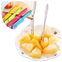 颜色随机2把(送5个水果叉) 不锈钢水果刀家用瓜果削皮器折叠便携随身刮皮刀多功能削切瓜小刀