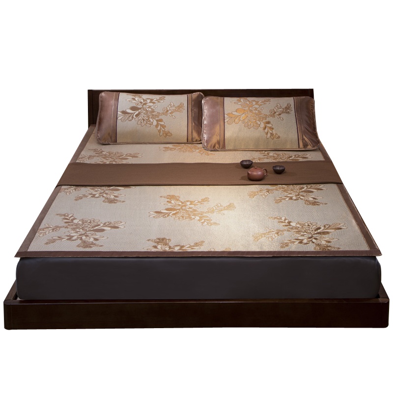 唛乐斯MALLAS冰藤凉席三件套 精工编织 精美立体图案 可折叠易存放冰曼席三件套