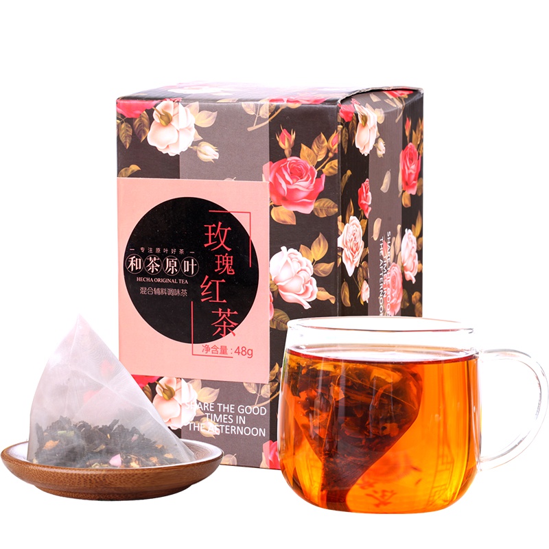 和茶原叶 茶叶 花草茶 玫瑰红茶 调味茶 三角袋泡茶包 48g