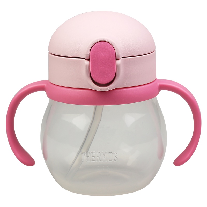 [透明吸管杯]THERMOS 膳魔師 宝宝儿童塑料吸管水杯 不保温杯 NPD-250-LP 粉色 250ml