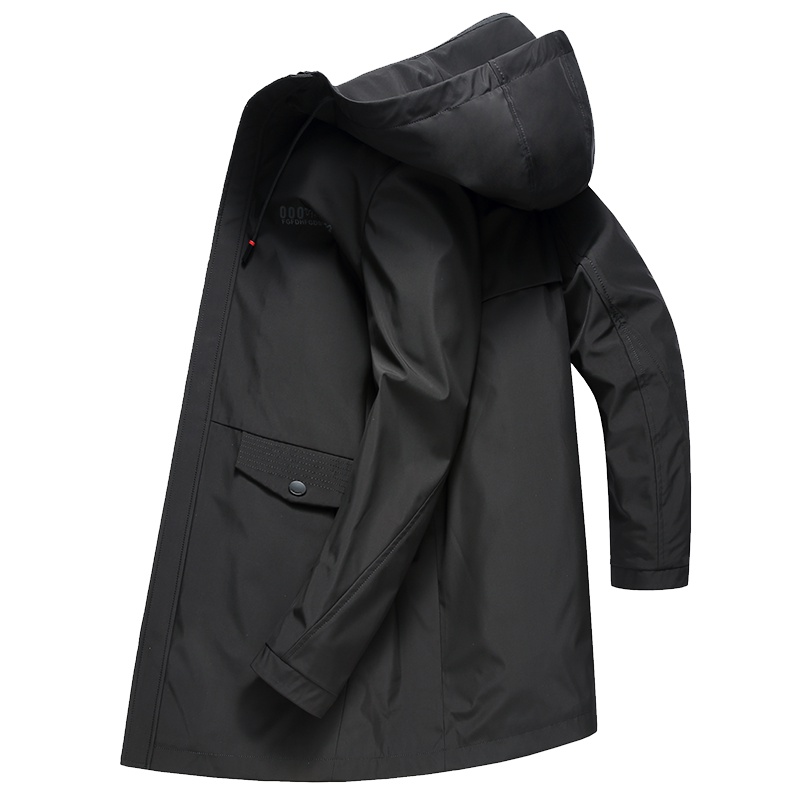 雅鹿男装2019春秋季中青年时尚休闲男士中长款连帽风衣外套19503