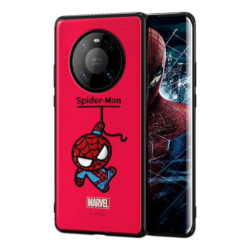 ESCASE 华为mate40Pro+手机壳huawei保护套硅胶 软边全包防摔刺绣男女同款漫威 红色蜘蛛侠