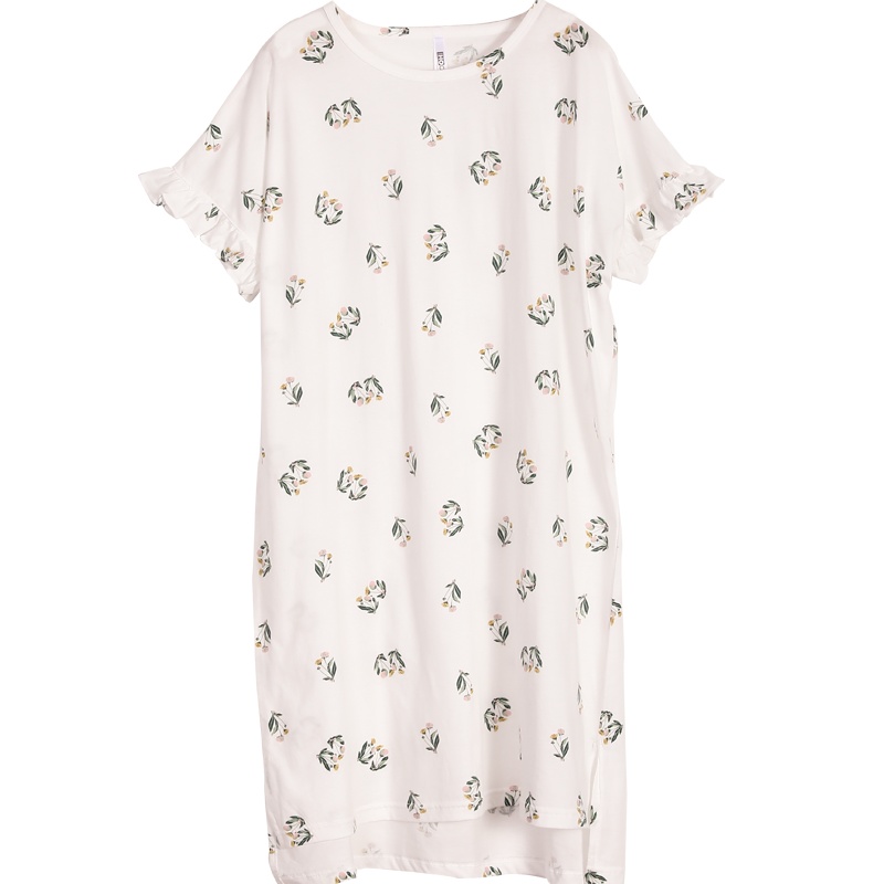 红豆居家(Hodohome)春夏款女士纯棉小清新少女休闲风短袖家居睡裙