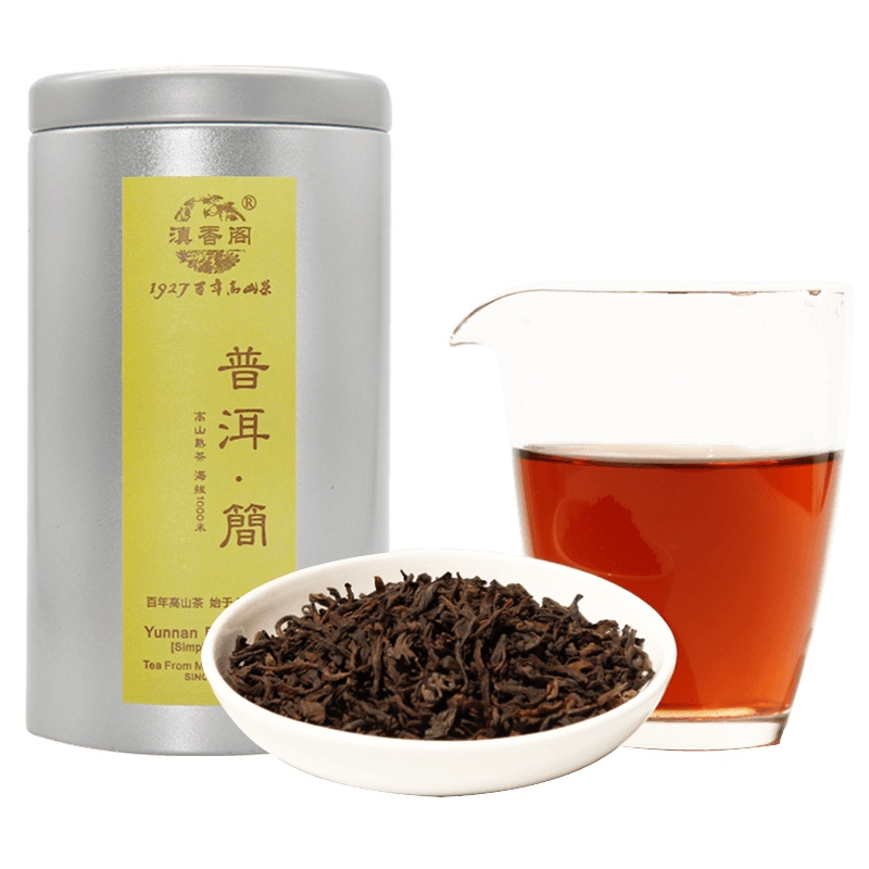 滇香阁-黄标90g 云南普洱茶熟茶散茶浓香型茶叶罐装