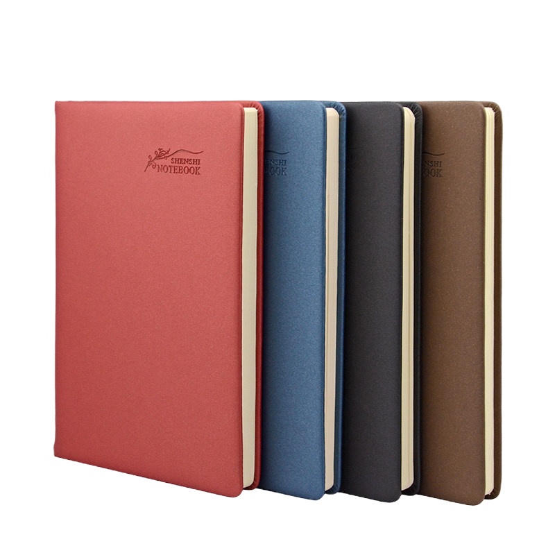 申士18-15记事本复古加厚商务笔记本文具平装珠光纹皮本子 黑色