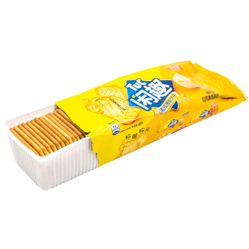闲趣 饼干整箱增量装自然清咸薄脆饼