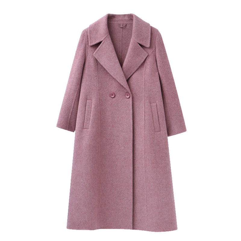 恒源祥女士毛呢大衣秋冬款100%纯羊毛冬季女装双面呢大衣女中长款修身毛呢外套