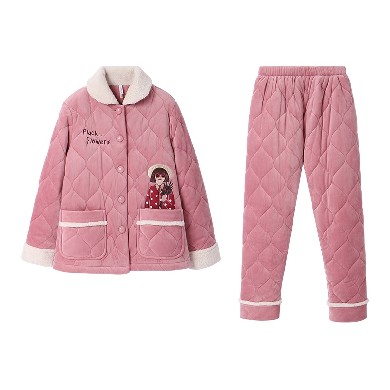 贝贝绒素色夹棉长袖女套