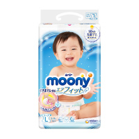 尤妮佳(MOONY)纸尿裤L号54片大码腰贴型婴幼儿通用尿不湿日本进口