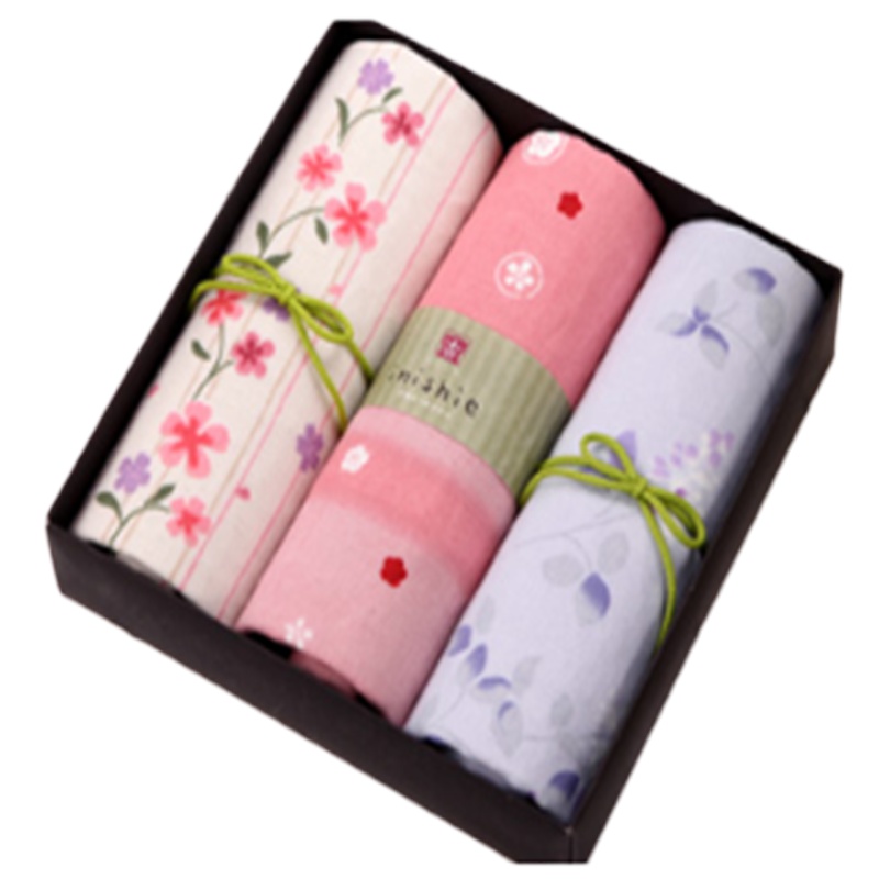 内野UCHINO和风古系列面巾3条装礼盒(面巾-3)浅绿