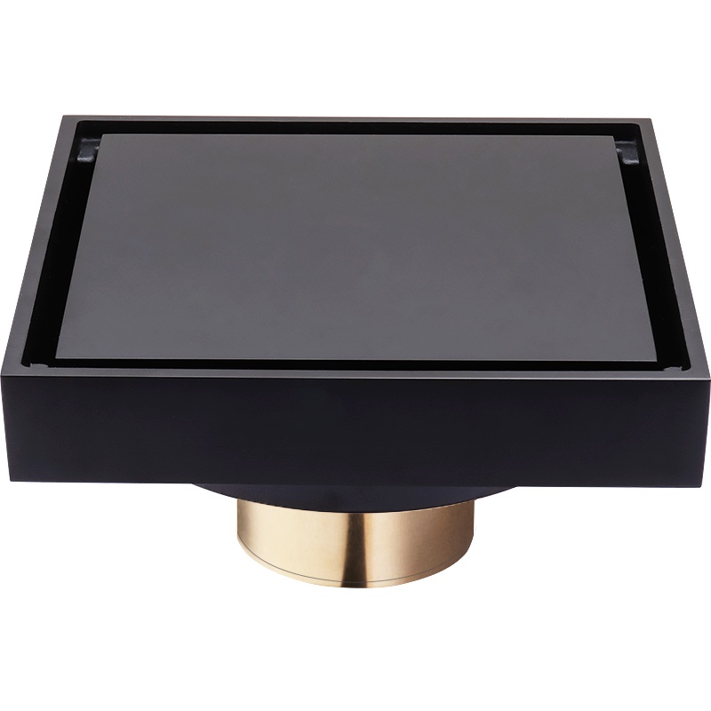 科恩纳(Coenna)浴室铜芯铜体黑色地漏淋浴房卫生间洗衣机加厚防臭防虫防堵地漏防溢水4英寸防臭式下水快三通