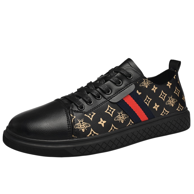 公牛世家男鞋2020欧洲站夏季新款小蜜蜂黑色百搭透气男士韩版潮流板鞋 GNAY366